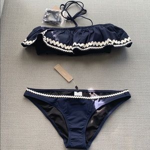 JCrew bandeau ruffle bikini set